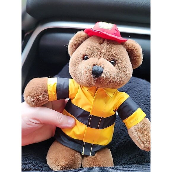 A&A Plush Inc. Firefighter Plush Teddy Bear, Vintage Used FD Fire Department Hat - Picture 8 of 8